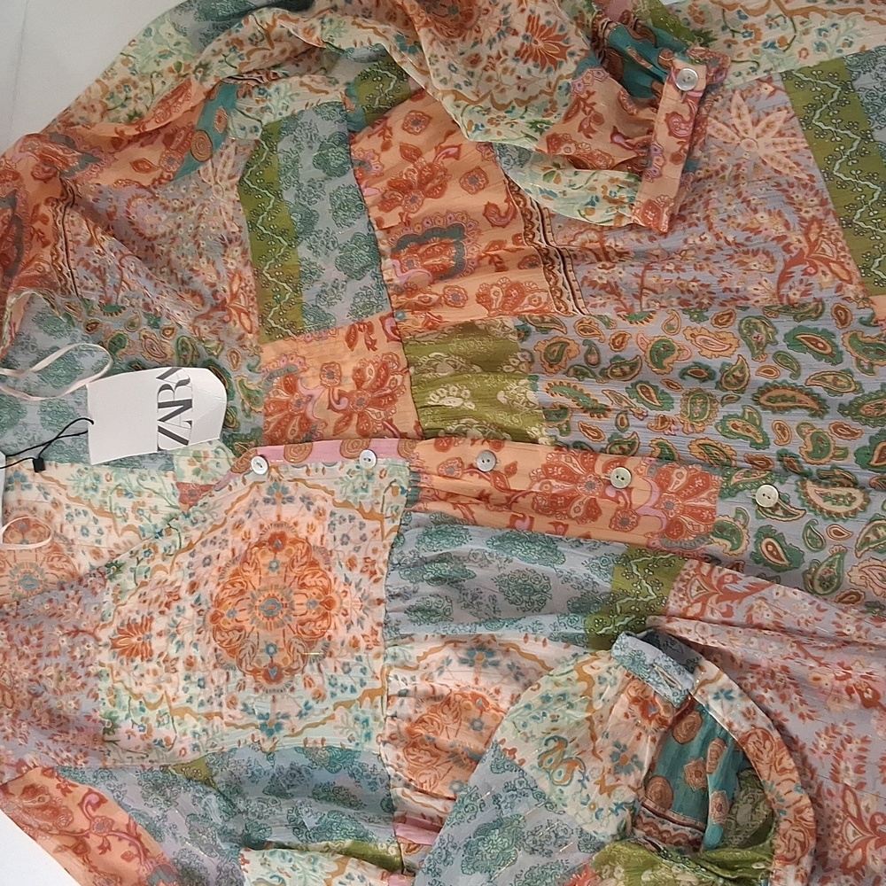 Zara Multicolor Patchwork Long Sleeve Boho Babydo… - image 2